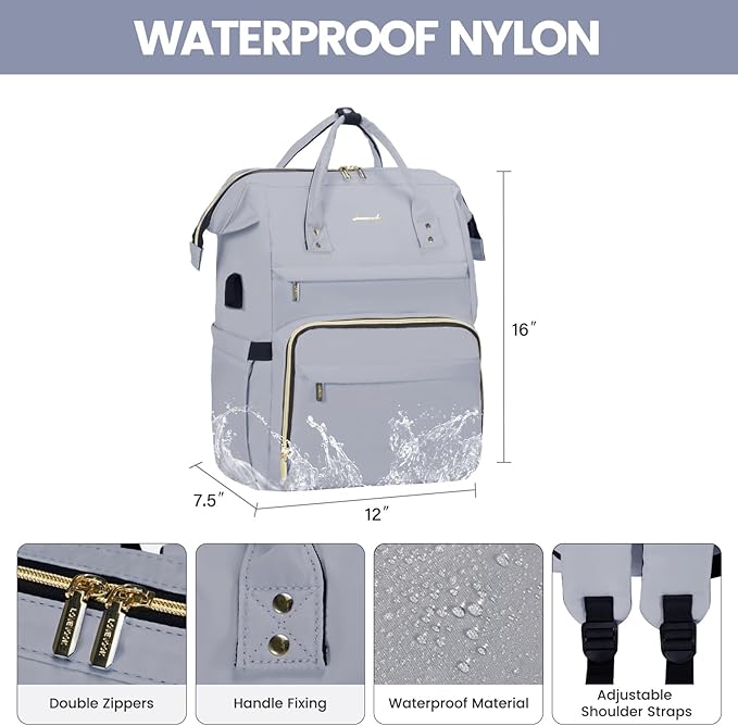LOVEVOOK Laptop Backpack for Women Teacher Backpacks Nurse Bags,Work Bag Backpack Purse Bags Anti-Theft Travel Backpacks with USB Charging Port,15.6 Inch Backpack for College Business Casual