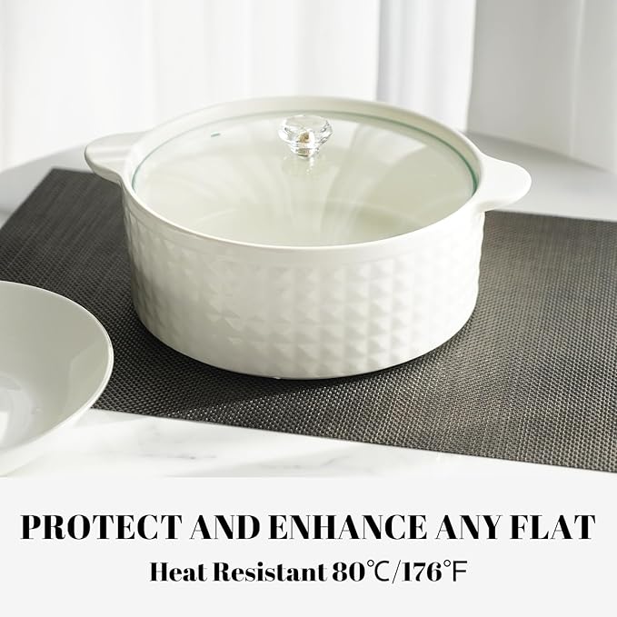 Placemats Set of 6 Vinyl/Plastic Woven Place Mats for Kitchen Table Indoor/Outdoor Washable Placemat Wipeable Dining Table Mats (Brown and Black,6)