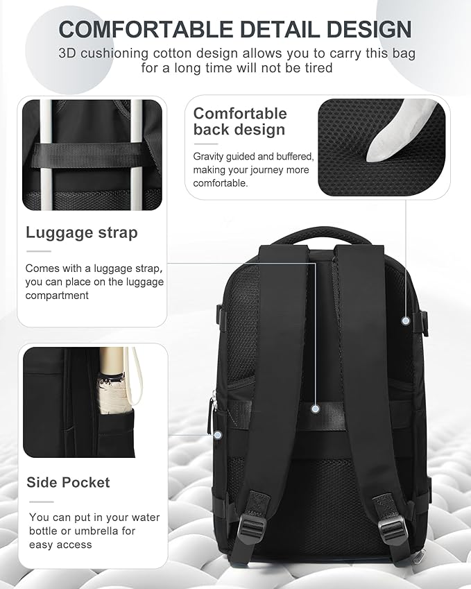 coowoz Travel Backpack Carry On for Women Man Black Gym Backpack with Laptop Compartment Mochila de Viaje Teacher Personal Item Backpacks Rucksack Airplane Accessories Must Haves Small