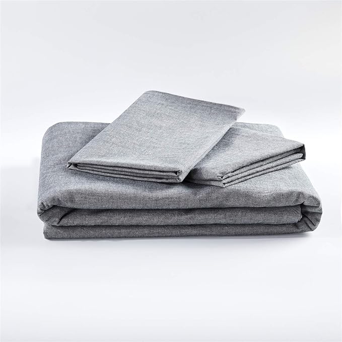 JELLYMONI Black 100% Washed Cotton Duvet Cover Set, 3 Pieces Ultra Soft Bedding Set with Zipper Closure. Solid Color Pattern Duvet Cover King Size(No Comforter)