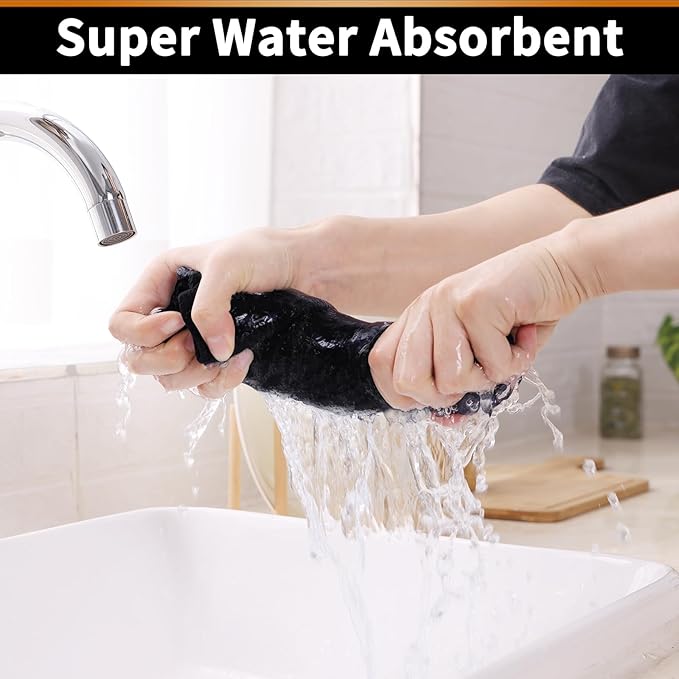 Homaxy 100% Cotton Waffle Weave Kitchen Towels - 4 Pack Soft and Absorbent Dish Towels - 16 x 26 Inches Quick Dry Hand Towels - Black