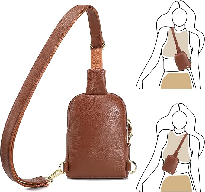 INICAT Travel Small Sling Bag Leather Crossbody Bags for Women Fanny Packs Cross Body Bag for Woman Cross Body Purses