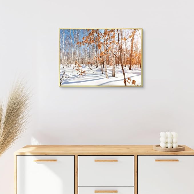 Golden State Art, 13x19 Aluminum Picture Frame, Gold Metal Thin Poster Frames for 13 x 19 inch Photo, Acrylic Front, Wall Hook for Horizontal or Vertical Display, 3 Pack