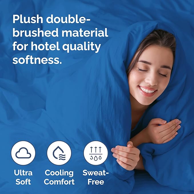 Duvet Cover Full Size Set - Extra Soft Full Size Duvet Cover 80 x 90 with 2 Pillow Shams - Hotel Luxury Easy Care and Fade Free w/Zipper Closures & Ties - Comfy Breathable Bedding Set (Royal Blue)