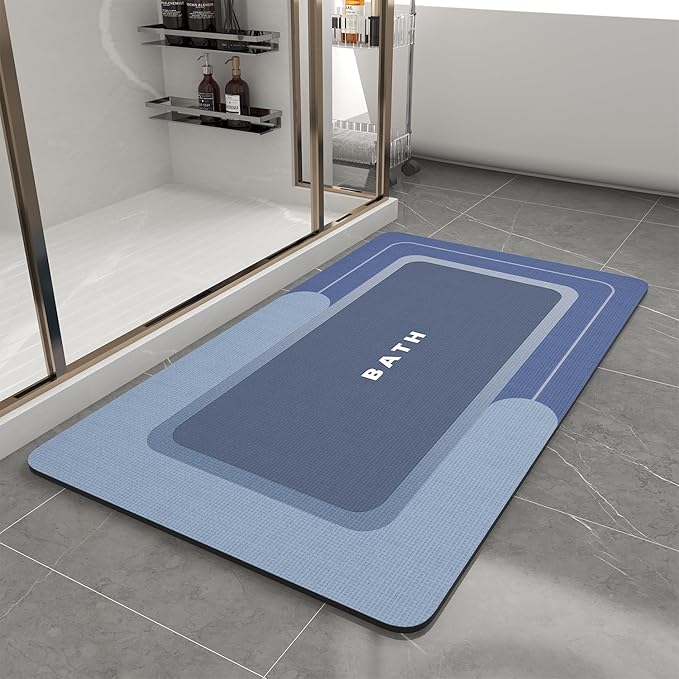 Bath Mat-Bath Mat Rug Non Slip Super Absorbent Stain Resistant Quick Dry Thin Bathroom Rug-Bath Mats for Bathroom Floor Bathtub Vanity-Bathmat Bath Rug Easy Care-17"x27",Navy