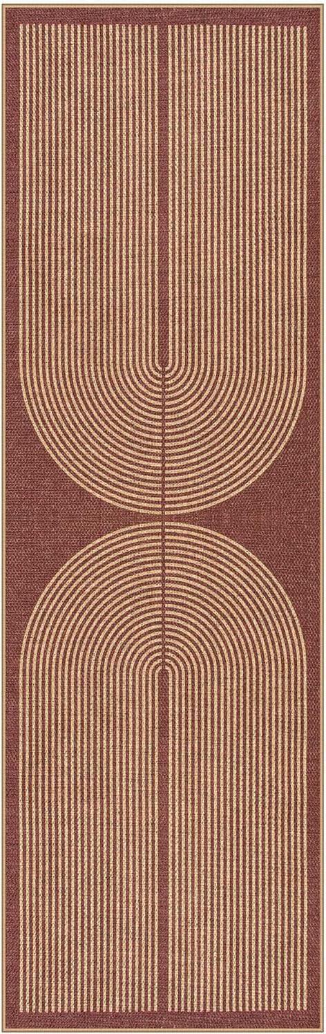 Lahome Modern Rainbow Easy Jute Entryway Runner Rug, Washable Indoor Outdoor Carpet Runners for Hallway 8ft, Farmhouse Non Slip Non Shedding Kitchen Mats for Floor Porch Laundry Room