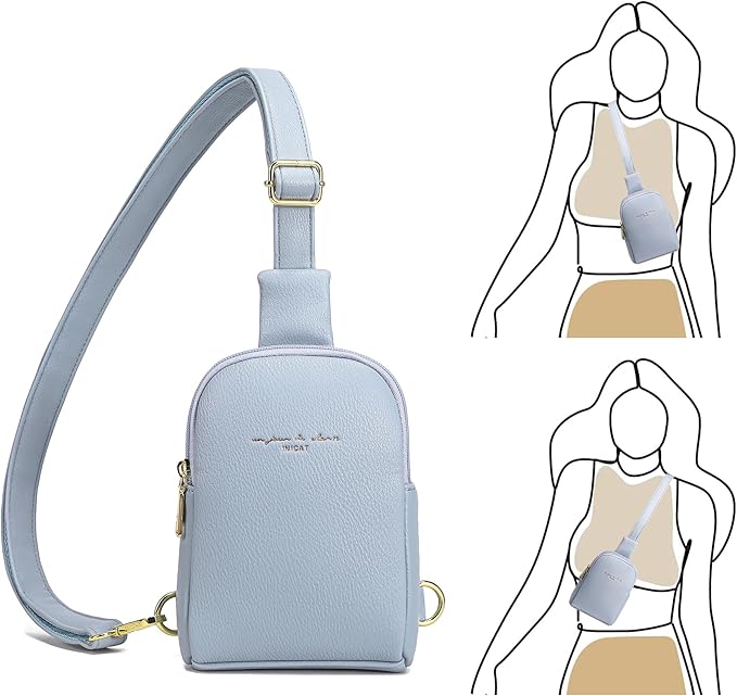 INICAT Travel Small Sling Bag Leather Crossbody Bags for Women Fanny Packs Cross Body Bag for Woman Cross Body Purses