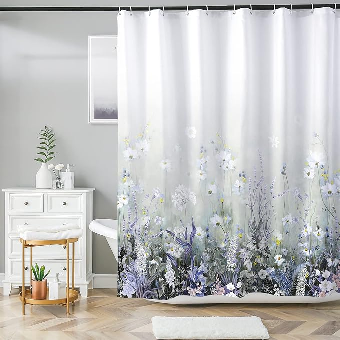 Bohemian Bathroom Curtain Colorful Boho Floral Print Beautiful Bright Polyester Fabric Cloth Shower Curtain for Bathroom Decoration, 72"x72"