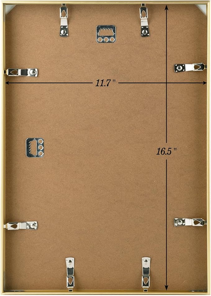 Golden State Art, A3 Aluminum Picture Frame, Gold Metal Thin Poster Frames for 11.7x16.5 inch Photo, Acrylic Front, Wall Hook for Horizontal or Vertical Display, 3 Pack