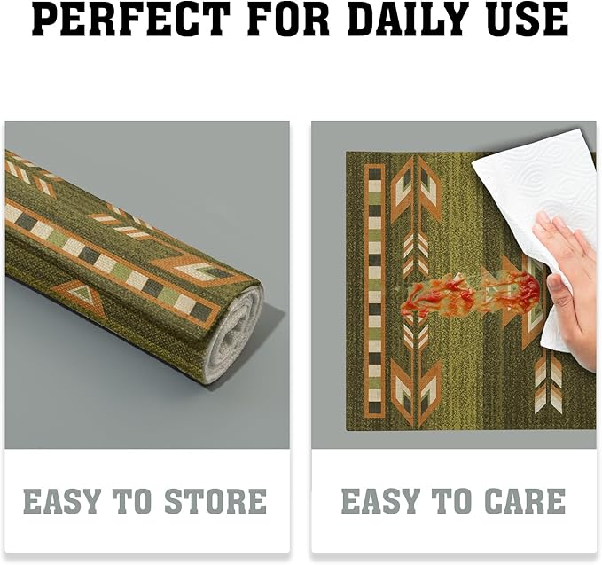 Giwawa Southwestern Placemats Set of 4 Rustic Green Tribal Geometric Decorative Table Mat Antique Native American Heat Resistant Washable Place Mats 12x18Inch for Dining Kitchen Farmhouse Decor