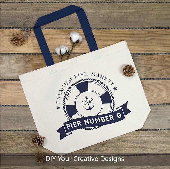 TOPDesign 6-Pack Canvas Tote Bags with Magnetic Snap, Reusable Grocery Shopping Bags, DIY Your Creative Designs