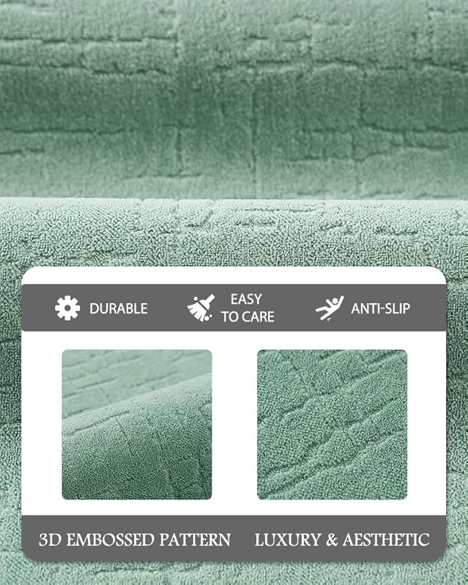 AMOAMI-Bath Mat-Absorbent Quick Dry Bathroom Floor Mats-Washable Rubber Backing Bath Mats for Bathroom Rugs Fit Under Door-Bath Rug for in Front of Sink Bathtub Shower Room, Moss 20''x32''