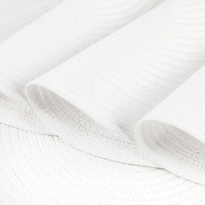 SHACOS Round Braided Placemats Set of 6 Round Table Mats for Dining Table 15 inch Washable Cotton Polyester Place Mat (White, 6)