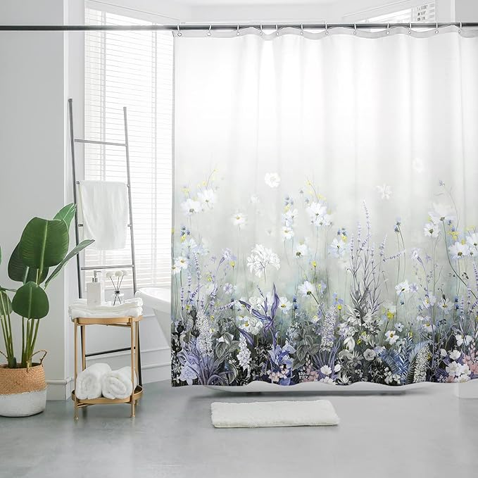 Bohemian Bathroom Curtain Colorful Boho Floral Print Beautiful Bright Polyester Fabric Cloth Shower Curtain for Bathroom Decoration, 72"x72"