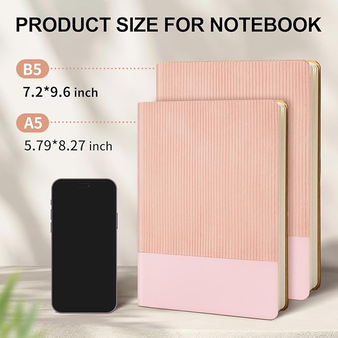 Lined Journal Notebook for Work College Ruled Note Book 5.79"x8.27" A5 PU Leather Daily Journaling 216 Pages for Women Men Writing Home School Supplies Business (A5 Lined 216pages, 05-Pink)