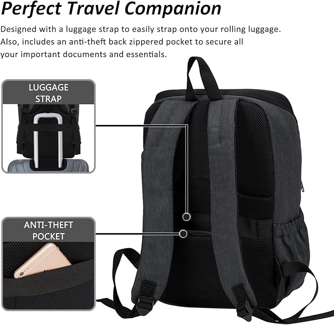 MAXTOP Laptop Backpack for Women Men College Bookbag Business Travel Backpack Water Resistant Computer Backpack with USB Charging Port Fits 15.6 Inch Laptop