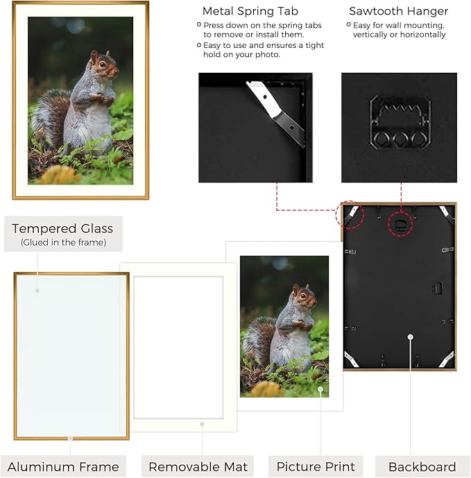 Golden State Art 13x19 Picture Frame 3 Pack - Aluminum Frames with 11x17 Removable Mats & Real Glass, Display 13x19 Posters or 11x17 Photos - Bronze Gallery Wall Frames for Home Office Decor