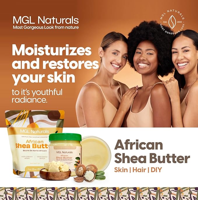 Raw African Shea Butter Ivory 5 lb, 100% Pure and Unrefined. Nourish and moisturize skin and hair. Use alone or DIY recipes. From Ghana, West Africa. (5 lb)