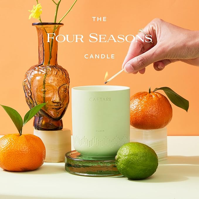 Luxury Aromatherapy Candle | Bergamot, Mandarin & Tea Accord Scented | 60 Hour Burn | Clean Coconut Soy Wax | Vegan, Gift-Ready Candle for Uplifted Mood, Energy & Home Spa Feel | Elixir