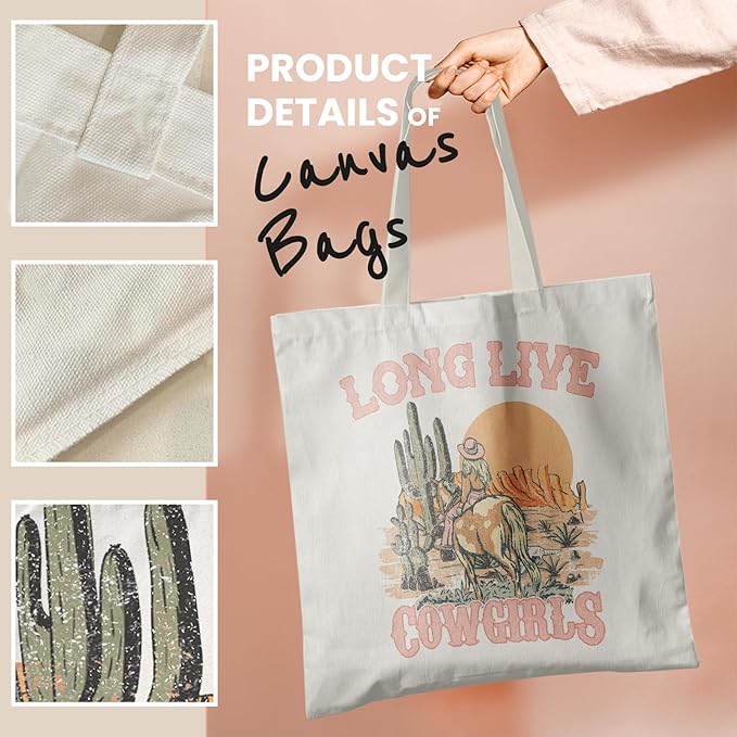 Western Cowgirl Canvas Tote Bags, Country Cowgirl Gift, Shopping Bagss, Aesthetic ToteBag for Women