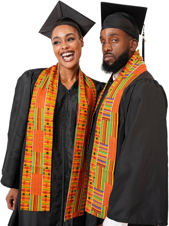 Dupsie's 1pc Kente African Print Graduation Stole, Made in Africa Black History, Festivals, Cultural, HBCU, Graduate, Schools