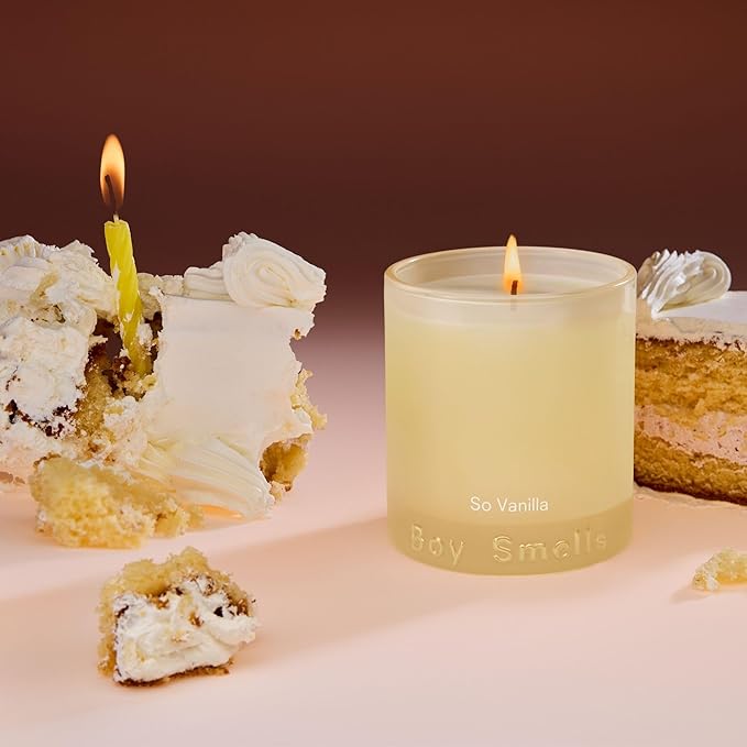 Boy Smells So Vanilla Candle - 8.5 oz - Aromatic Candle for Home with Almond Blossom, Vanilla and Amber - Up to 50-Hour Burn - Cotton Wick