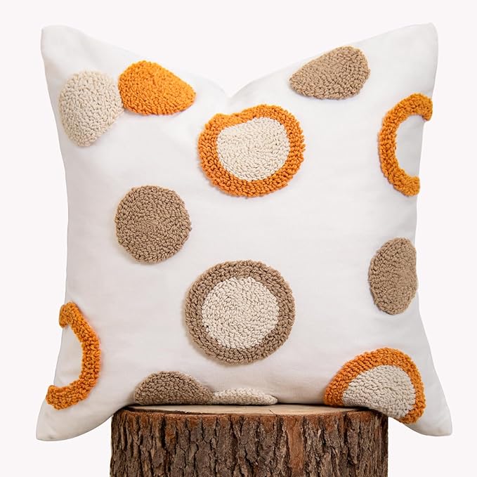 lifein 18x18 Pillow Covers-Throw Pillow Cover,Tufted Boho Jacquard Pillow Covers,Farmhouse Decorative Pillow Cover,Pillow Cases for Gift,Couch,Sofa,Bed,Chair,Living Room,Home Decor(18x18inch)