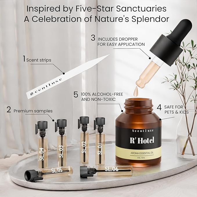 R' Hotel Diffuser Oil - Inspired by Ritz Carlton New York Scent Diffuser Oil for Home Premium Fragrance Oil for Ultrasonic and Waterless Diffusers and Crafting - 15 mL