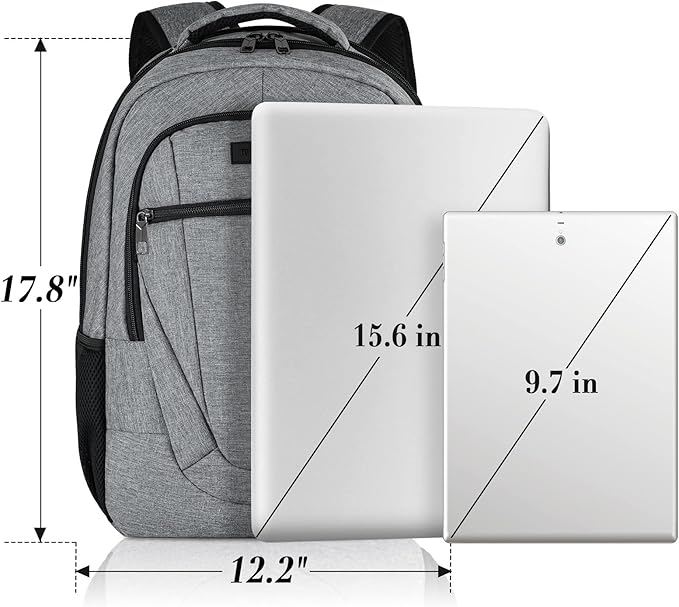 BIKROD Travel Laptop Backpack for Men and Women, Backpacks for School Teen Boys, Business Anti Theft Slim Durable Back Pack with USB Charging Port, Adult Computer Bag Gift 15.6 IN Laptop, Grey