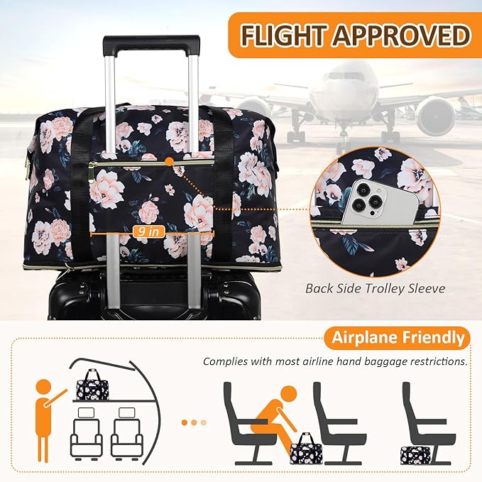 Expandable Travel Duffle Bags Weekender Overnight Bags for Women Men Hospital Bag for Women Labor Delivery with Toiletry Bag Waterproof