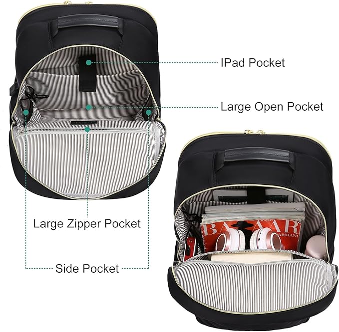 LOVEVOOK Large Travel Backpack Women with 17.3-inch Laptop Compartment, Work Business Computer Carry On Backpack Purse, Hiking Backpack Waterproof Outdoor Sports Rucksack Bag, Black