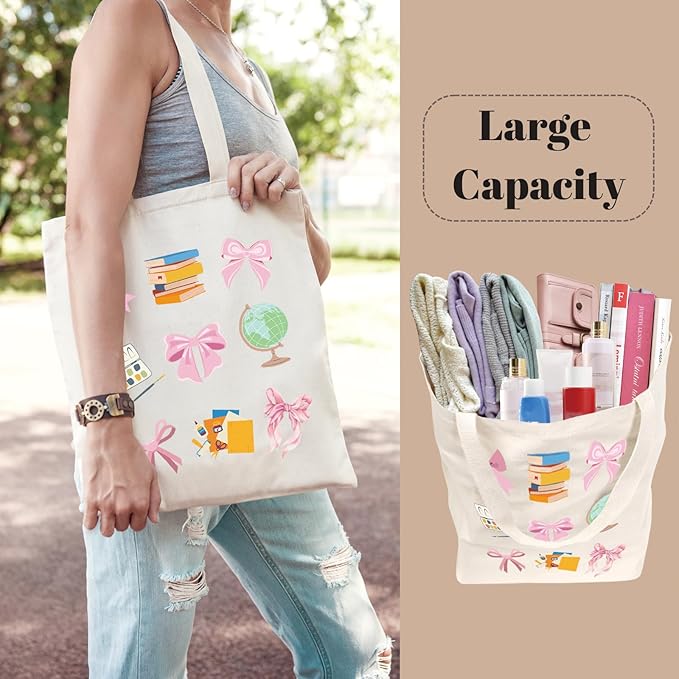 Tote Bag for Women, Canvas Tote Bag with Pockets,Canvas Shopping Bags,Reusable Grocery Bags