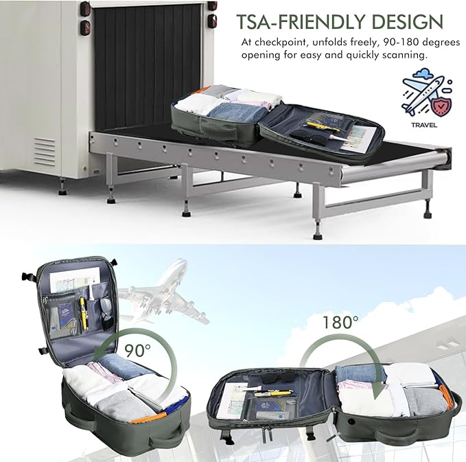 Beraliy Travel Backpack for Men Women, Carry On Backpack, 16 Inch Laptop Backpack, Waterproof Hiking Backpack, Casual Outdoor Daypack College Bag, Olive-green