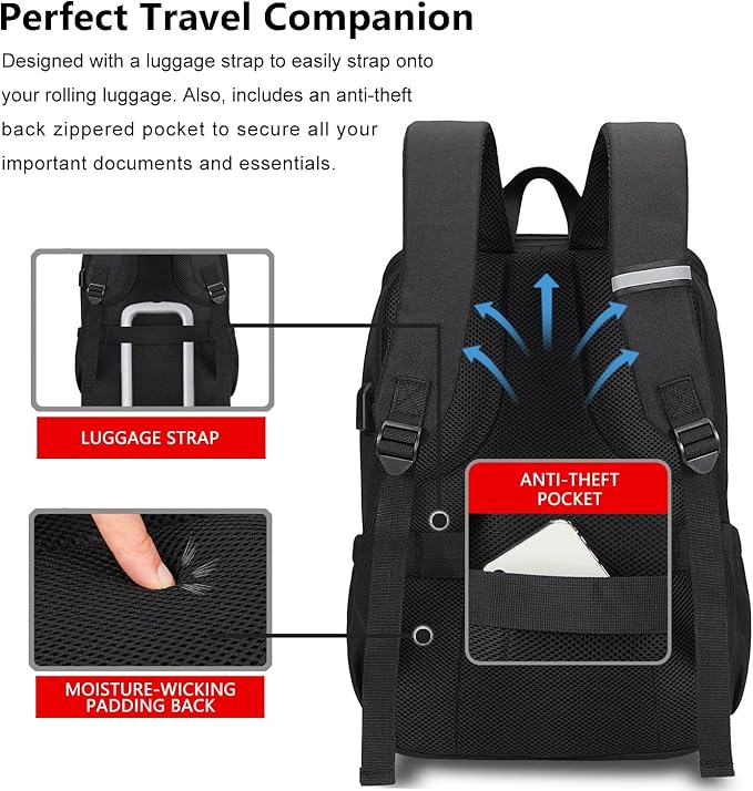 MAXTOP Deep Storage Laptop Backpack with USB Charging Port[Water Resistant] College Computer Bookbag Fits 15 Inch Laptop Black