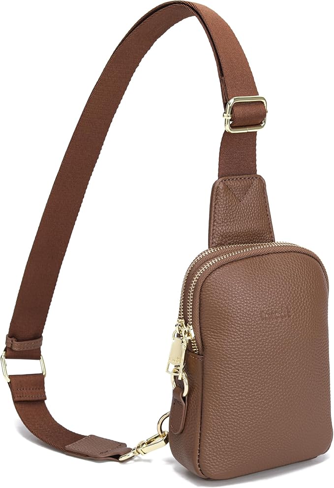 INICAT Travel Small Sling Bag Leather Crossbody Bags for Women Fanny Packs Cross Body Bag for Woman Cross Body Purses