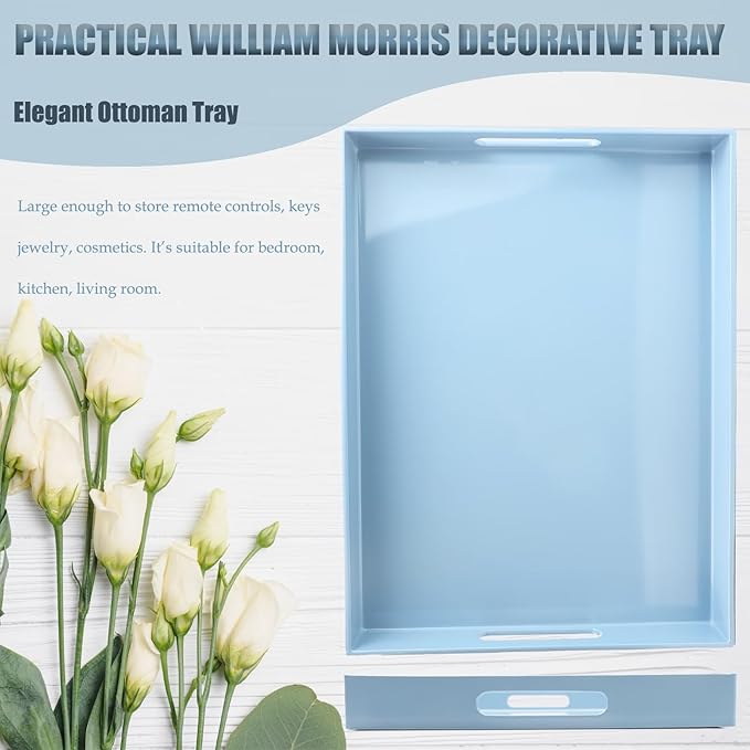 Spsyrine Serving Tray with Handles, Plastic Decorative Tray for Coffee Table, Living Room, Home Decor, 3040B