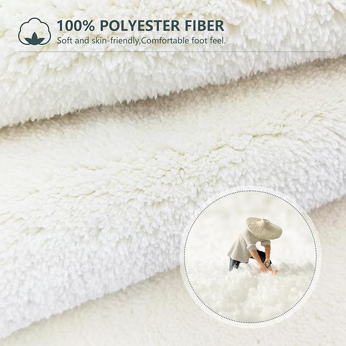 20"X30" Boho Bath Rugs for Bathroom Decor Non-Slip Bath Mat Absorbent Plush Microfiber Soft Carpet Machine Washable Bath Mat for Bathrooms,Showers,Laundry Rooms,White and Black