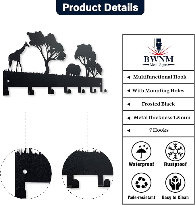 Metal Key Holder, Key Holder Wall Mounted Key Hooks Organizer Key Hanger Rack Wall Mounted for Home, Entryway, Hallway, Office