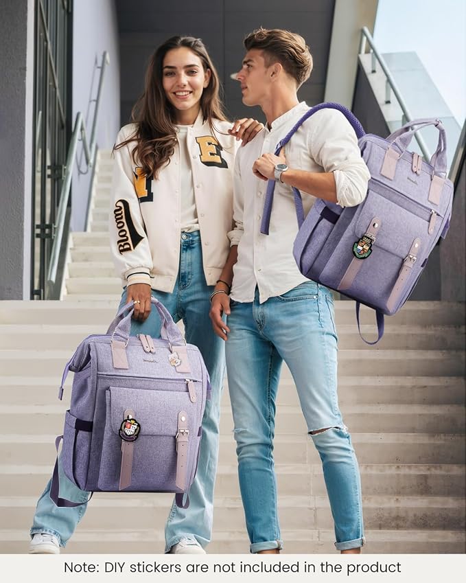 LOVEVOOK Extra Large Backpack for Women, 18 Inch Travel Laptop Backpack with USB Charging Port, Teacher Doctor Nurse Work Bags, College Computer Backpack Purse, Wide Open Carry On Travel Bag, Purple