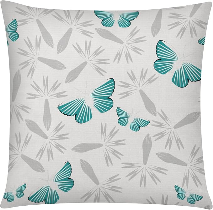 COMMINY Teal Grey Pillow Covers 18x18 Set of 6 Decorative Daisy Flower Throw Pillow Cover for Couch Modern Turquoise Pillow Case for Patio Living Room Cushion Bed Farmhouse Home Decor