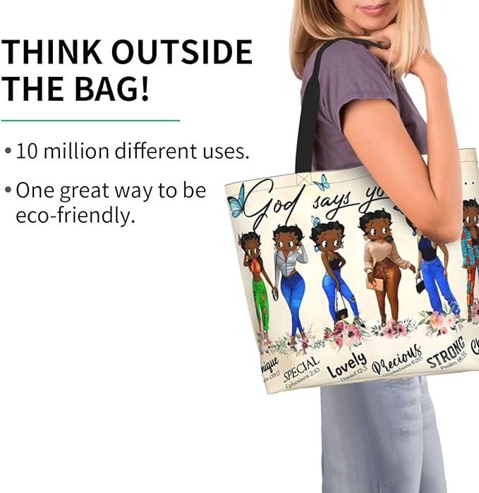 Tote Bag For Women African American Tote Bag Shoulder Handbag Black Queen Women Casual Shoulder Bag ，Premium Quality