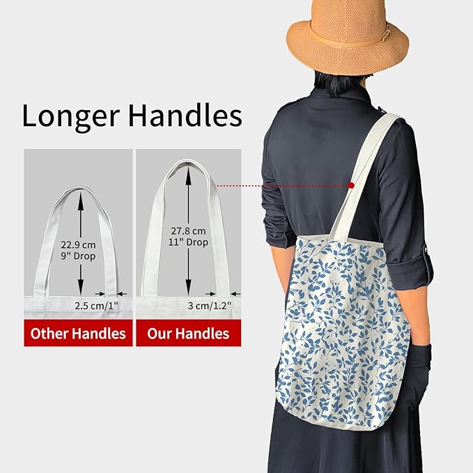 Canvas Tote Bag for Women, Aesthetic Tote Bag with Zipper Pocket for Grocery Travel Work Gift, Canvas Shopping Bag