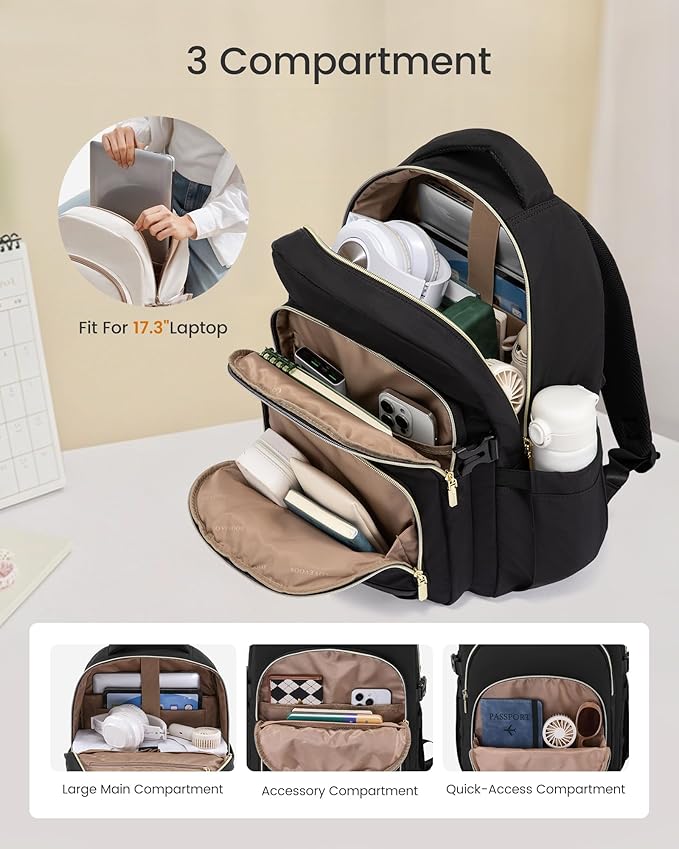 LOVEVOOK Laptop Backpack for Women, 17-Inch Work Backpack, Back to School Bookbag for College Student Teen Girls, Casual Personal Item Travel Bag Business Computer Daypack for Teacher Nurse, Gift