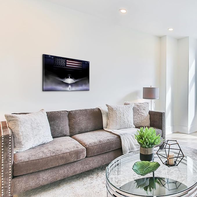 F-47 Fighter Jet Canvas Wall Art with Inner wooden frame - Military Airplane Wall Art for Office & Game Room - Aviation Themed Jet Poster - Lightweight & Easy to Hang - 16x24 Inches