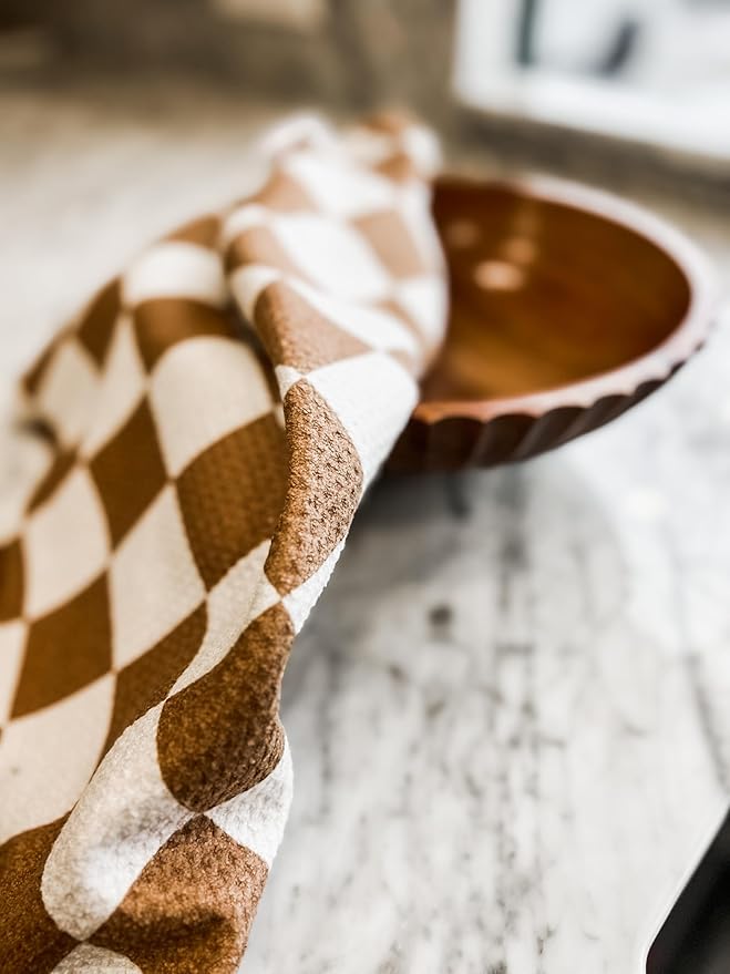 || 3 Pack|| Double Sided || Not Your Ordinary Dish Towels || Waffle Weave Microfiber || Highly Absorbent || Hanging Loop || Dish Cloths || Modern || Designer Prints (Coffee)