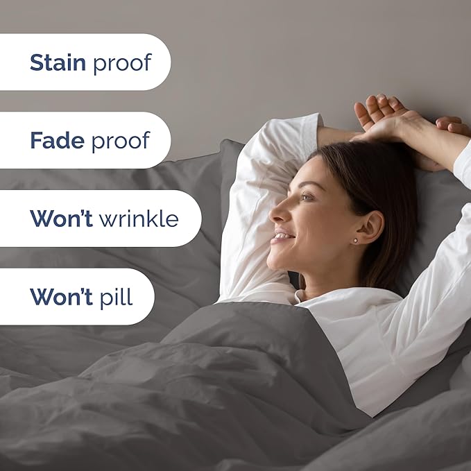 Duvet Cover King Size Set - Extra Soft King Size Duvet Cover 104 x 90 with 2 Pillow Shams - Hotel Luxury Easy Care and Fade Free w/Zipper Closures & Ties - Comfy Breathable Bedding Set (Dark Grey)