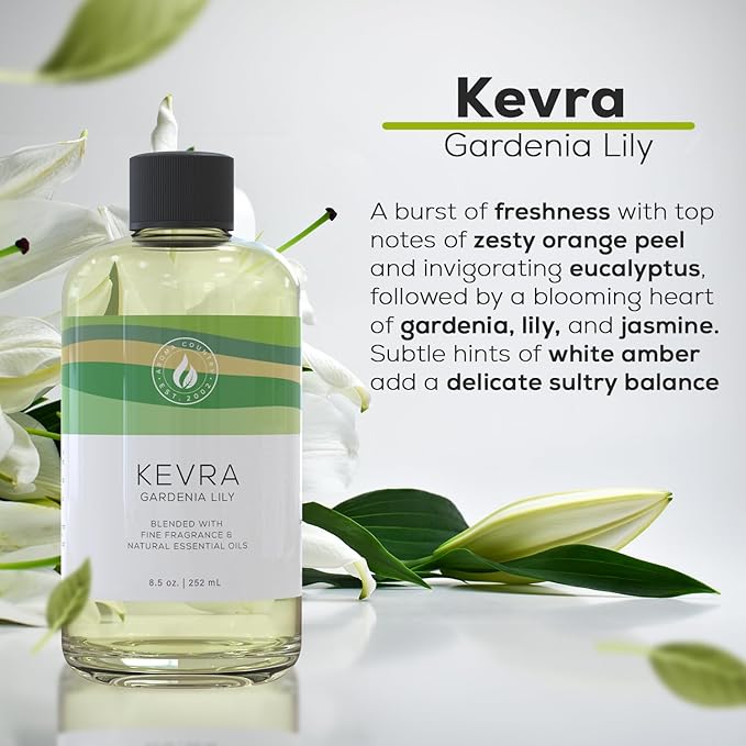 Aroma Country Kevra Diffuser Oil - Luxury Essential Oils for Diffuser Refill & Air Freshener Room Spray - Long-Lasting & Natural Home Fragrance, Garden Lily Scented Oil for Diffusers (8.5 Fl. oz)