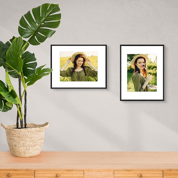 Golden State Art 11x14 Picture Frame 3 Pack - Aluminum Frames with 8x10 Removable Mats & Real Glass, Display 11x14 Posters or 8x10 Photos - Black Gallery Wall Frames for Home Office Decor