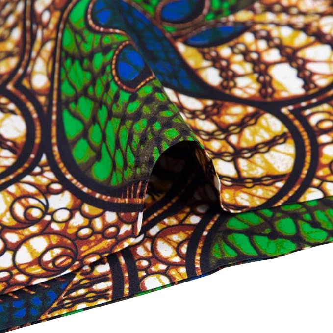 African Fabric 6 Yards Polyester Ankara Print Fabric for Sewing DIY Craft Projects Party Clothing M8