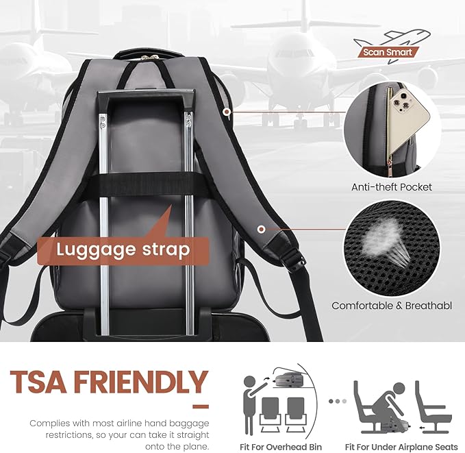 LOVEVOOK Laptop Backpack for Women 18.4 inch,Cute Womens Travel Backpack Purse,Professional Laptop Computer Bag,Waterproof Work Business College Teacher Bag Carry on Backpack with USB Port,Purple Gray